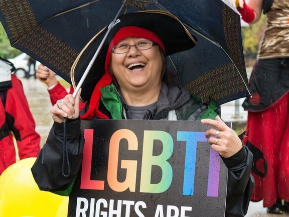 Aktion für LGBTI-Rechte anlässlich der Olympischen Spiele in Sochi vor der Universität in der kanadischen Hauptstadt Ottawa, 07.10.2013 © Paul Thompson